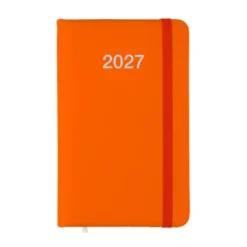 Agenda tascabile 2027 rigida PU elastico bianca 14x9cm