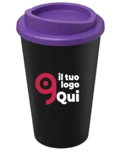 Americano Eco bicchiere 350 ml nero in PP riciclato con coperchio