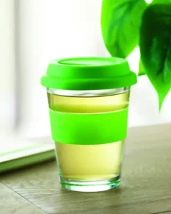 ASTOGLASS Bicchiere vetro 350ml con tappo e silicone Ø9x12cm