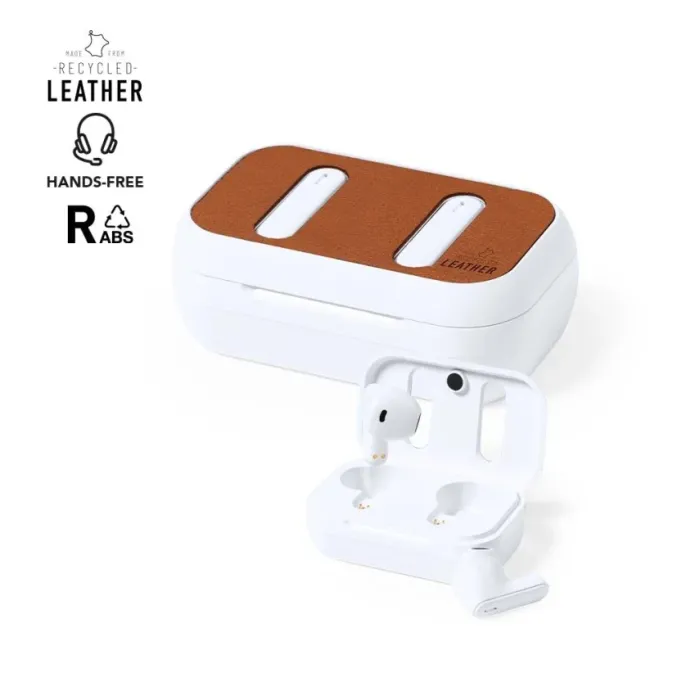 Auricolari Shizar RCS bianchi in pelle riciclata Bluetooth 5.1