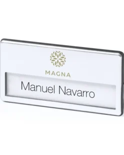 Badge Upsin portanome lucido ABS con clip e spilla, 6,8x3,4cm
