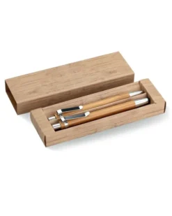 BAMBOOSET Set Penna e Matita in Bamboo FSC | Scatola Cartone