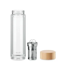 BATAMI Bottiglia in Vetro Borosilicato 400 ml con Infusore Bamboo
