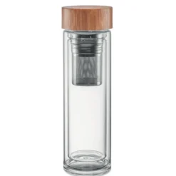 BATUMI GLASS Bottiglia borosilicato 420ml con infusore bamboo