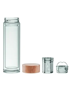 BATUMI GLASS Bottiglia borosilicato 420ml con infusore bamboo