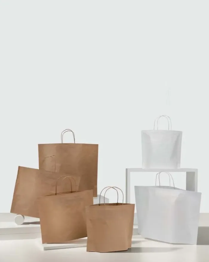 B-BAGS Shopper Kraft Avana 46cm - Maniglia Ritorta, Carta 90g/m²