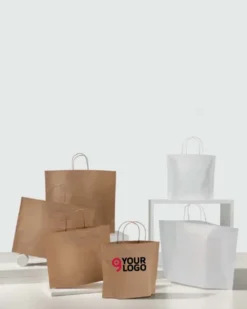 B-BAGS Shopper Kraft Avana 46cm - Maniglia Ritorta, Carta 90g/m²