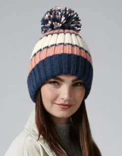 Berretto Hygge a strisce tre colori, shearling interno, Unisex