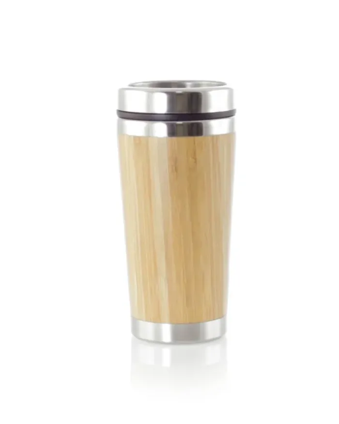 Bicchiere Termico Ariston 500ml Bamboo e Acciaio con Coperchio