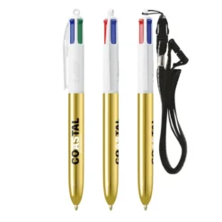 Bic® 4 colours® shine with lanyard ballpen