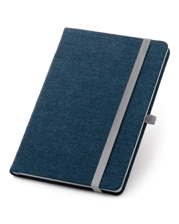 Blocco note A5 tessuto jeans blu con tasca interna -