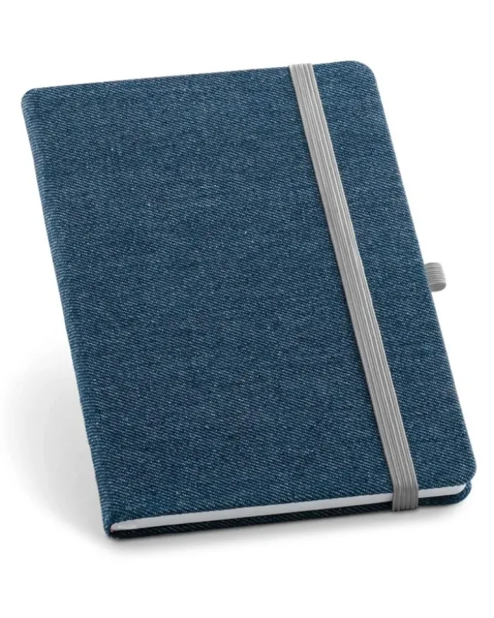 Blocco note A5 tessuto jeans blu con tasca interna -