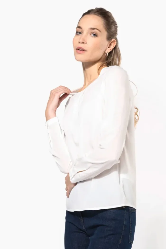 Blusa donna crêpe manica lunga