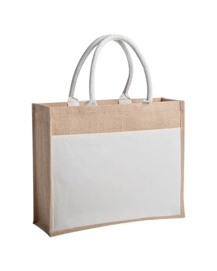 Borsa Judi mare cotone juta naturale con manici imbottiti