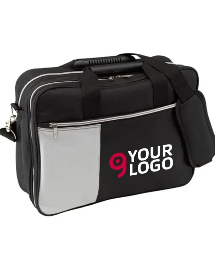 Borsa PC Meeting nera 40x30x13cm in poliestere imbottita robusta