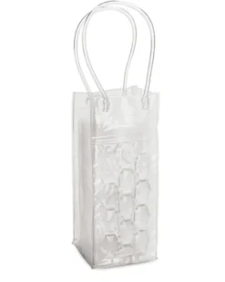 Borsa refrigerante PVC trasparente per 1 bottiglia con manici 35cm