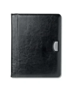 BUSWE BIG Portadocumenti A4 in PU Nero con Placca e Blocnotes