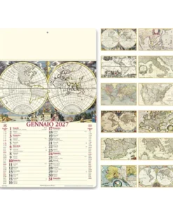 Calendario Antiche Mappe 2027 12 fogli carta patinata 31x52 cm