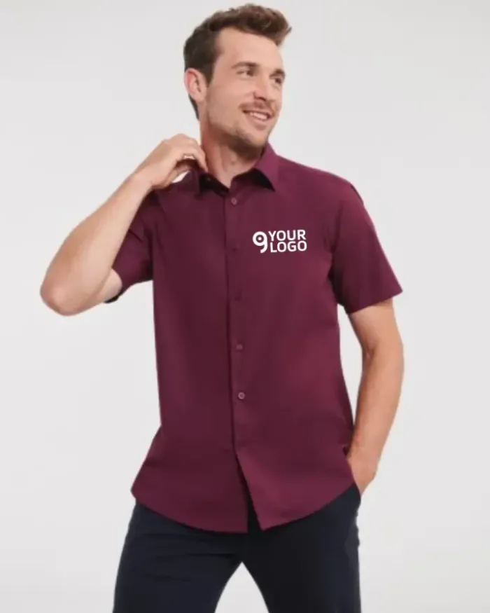 Camicia attillata uomo cotone stretch 140gmaniche corte
