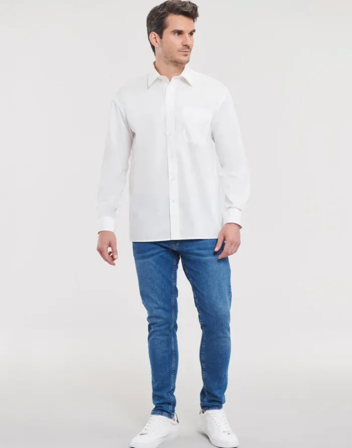 Camicia classica uomo cotone Popeline maniche lunghe