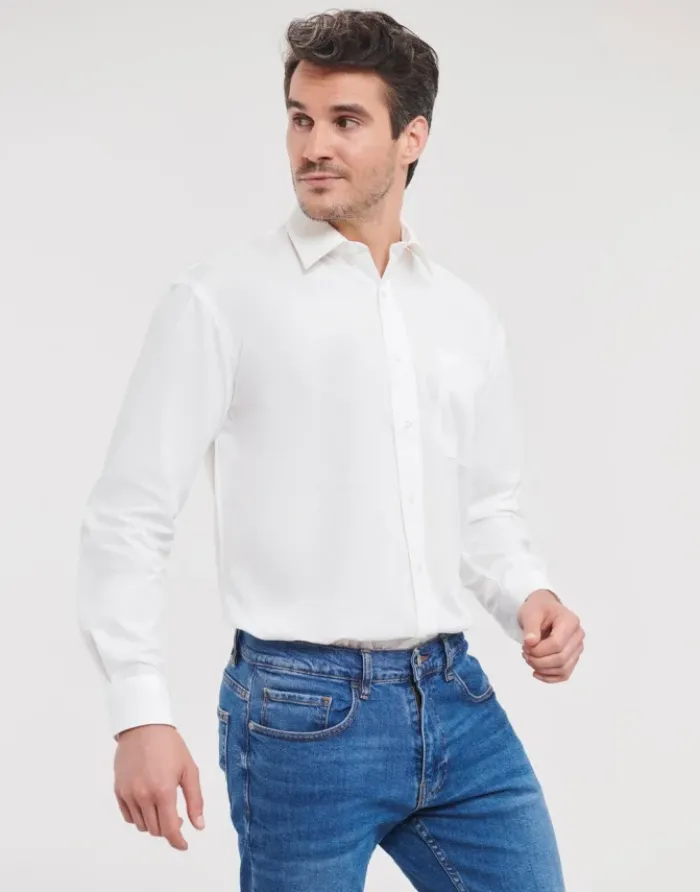 Camicia classica uomo cotone Popeline maniche lunghe