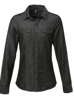 Camicia donna cotone 100% , classic fit, taschini frontali