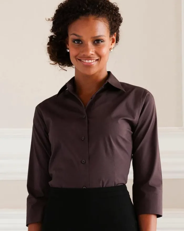 Camicia donna cotone elasticizzato 3/4 casual fit