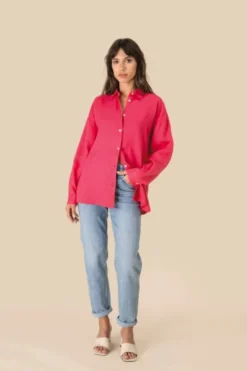 Camicia donna in lino oversize