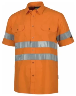 Camicia manica corta bande rifrangenti, cotone poliestere