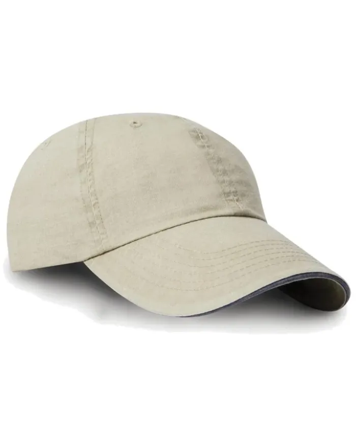Cappellino in cotone twill 100g, prelavato, chiusura metallica