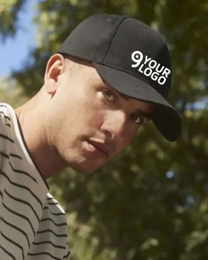 Cappellino organico slim 5 pannelli, cotone bio, visiera curva