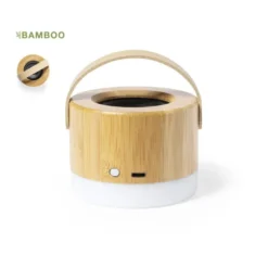 Cassa Durbal Bluetooth 3W bambù/ABS luce LED, tracolla beige