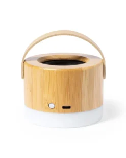 Cassa Durbal Bluetooth 3W bambù/ABS luce LED, tracolla beige