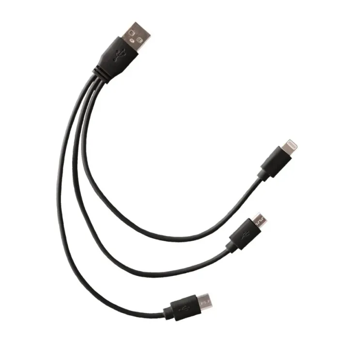 Cavetto 3 in 1, 24cm, Lightning/USB-C/Micro USB