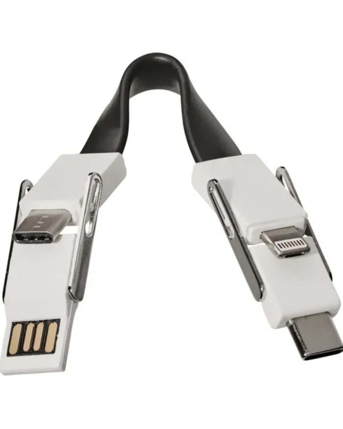 Cavo 4-in-1 One nero USB Type-C iOS Android con anello magnetico