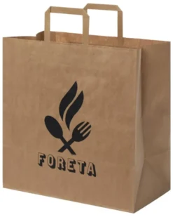 EcoBag: Sacchetto carta kraft manici piatti XL marrone resistente