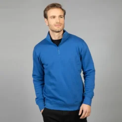 Felpa Bristol Man con zip corta, French Terry, Collo Lupetto