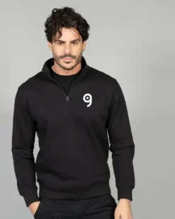 Felpa Bristol Man con zip corta, French Terry, Collo Lupetto
