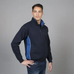 Felpa Cagliari bicolore made in Italy zip lunga, cotone 80%