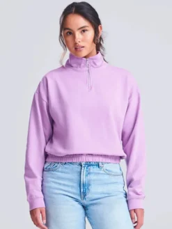 Felpa corta donna ½ zip cotone-poliestere girocollo 280g/m²
