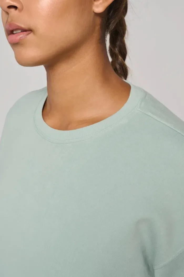 Felpa donna crop girocollo a maniche corte, personalizzabile