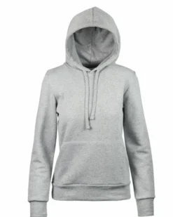 Felpa donna nera con zip e cappuccio, personalizzabile con logo