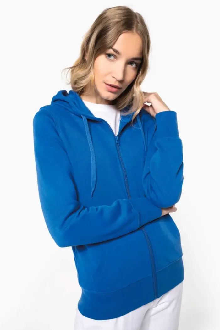 Felpa eco-sostenibile donna con cappuccio e zip