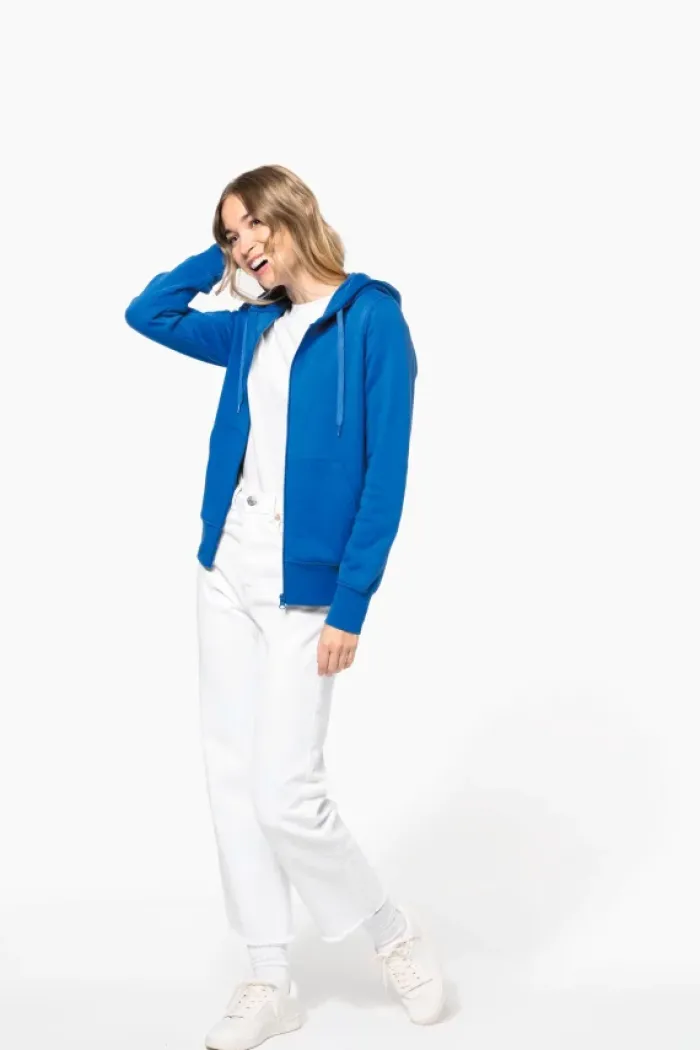 Felpa eco-sostenibile donna con cappuccio e zip