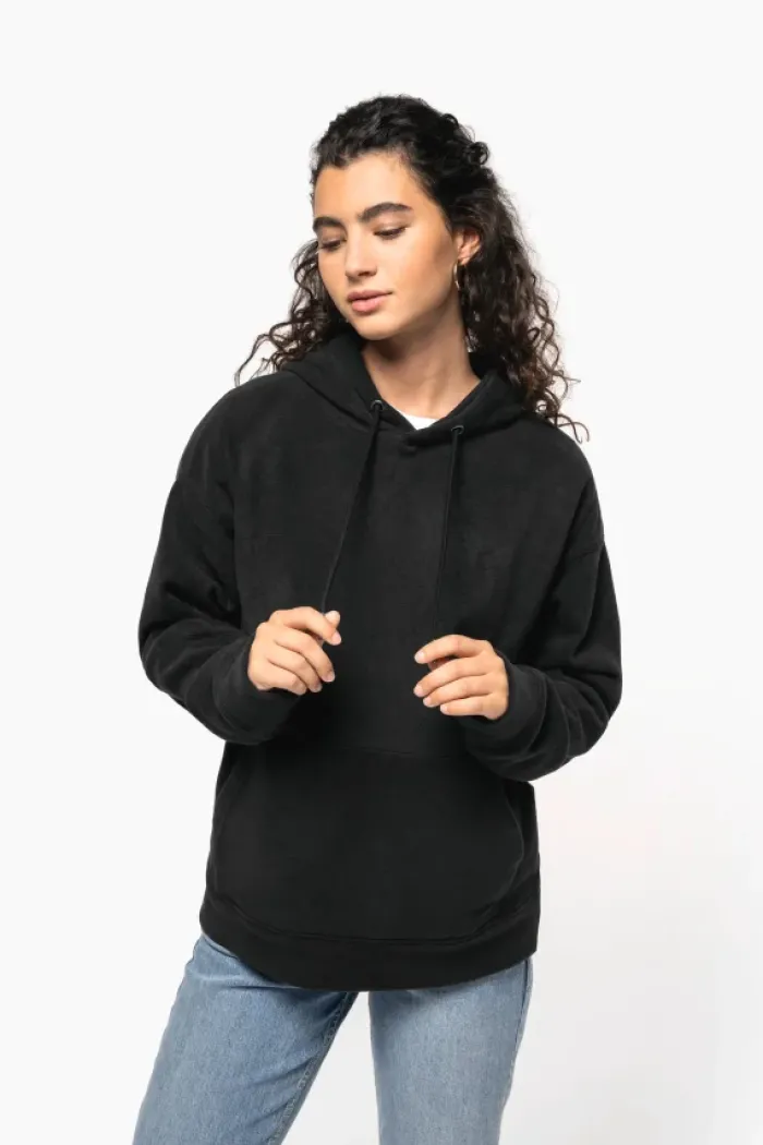 Felpa unisex con cappuccio oversize in pile riciclato