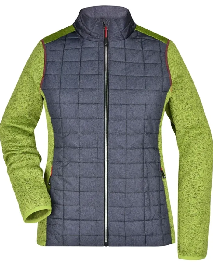 Giacca ibrida donna , pile e trapuntata, zip, grigio mélange