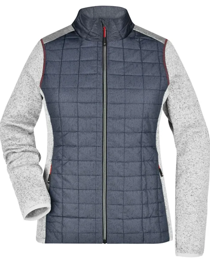 Giacca ibrida donna , pile e trapuntata, zip, grigio mélange