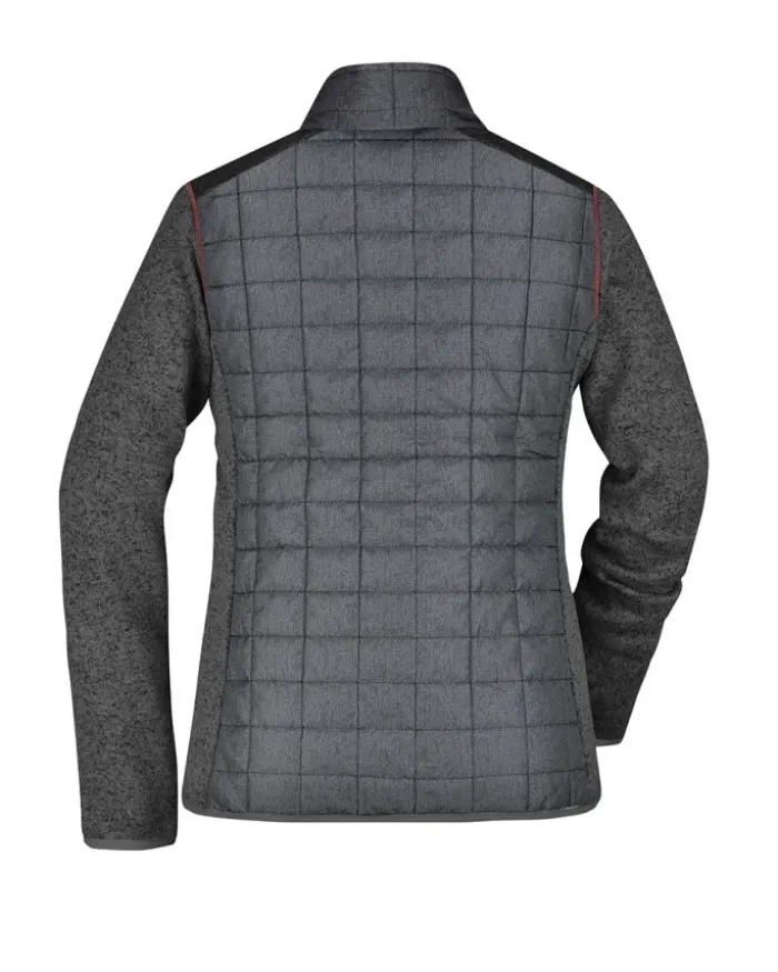 Giacca ibrida donna , pile e trapuntata, zip, grigio mélange