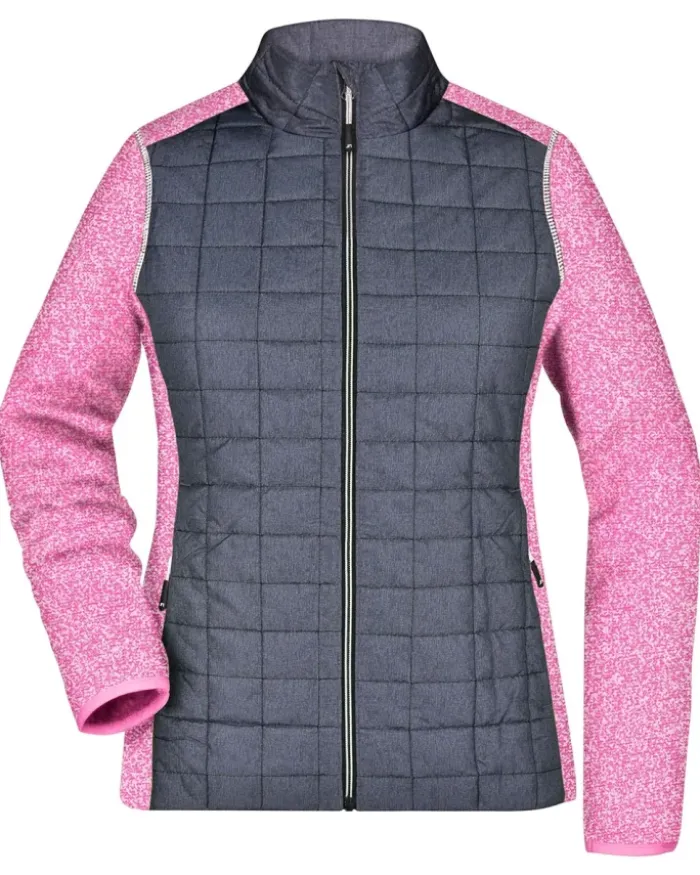 Giacca ibrida donna , pile e trapuntata, zip, grigio mélange