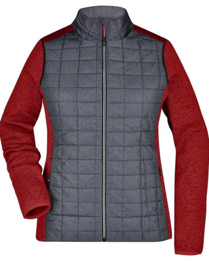 Giacca ibrida donna , pile e trapuntata, zip, grigio mélange